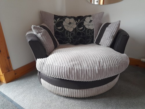 Swivel chair grey cord - swivel,
