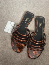 BNWT Zara Tortoise Shell Sandals Sliders UK 5