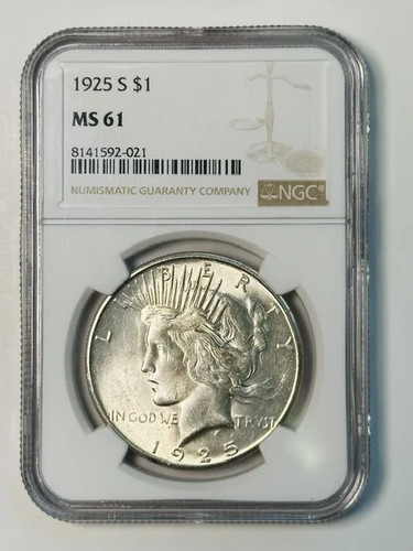1925 peace dollar ngc 61 - 1925, ms-61
