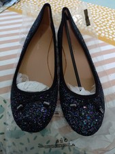 New Dorothy Perkins Womens Black Glitter Bow Ballerina Pumps Shoes Size 9 43