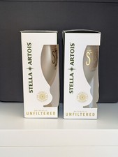 2 X Stella Artois Unfiltered Frosted Chalice Glass 330ml Brand New Boxed 33cl