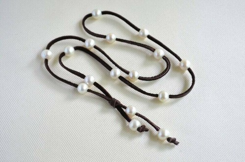 Pearl leather necklace pearls - pearl,