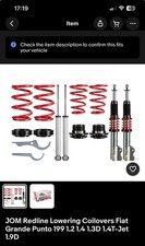 jom redline coilovers for fiat grande punto