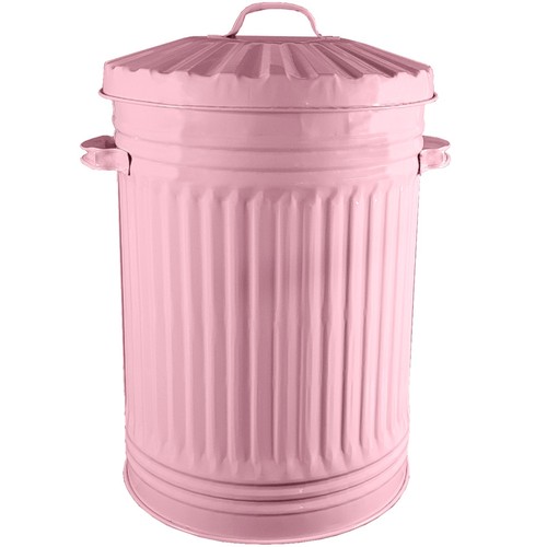 Pink metal bin - metal, waste