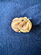 Beautifully Carved peach stone(pit) of a rabbit figurine (Chinese folk art)