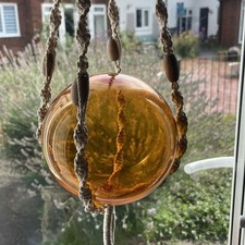 Amber Glass Fishing Float Nautical Decor 5" 12cm