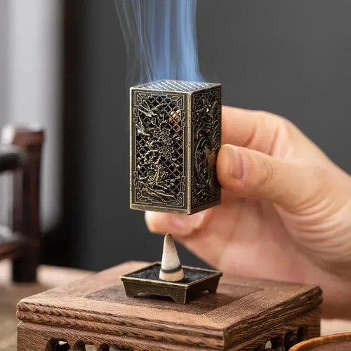 Square alloy incense burner - square,
