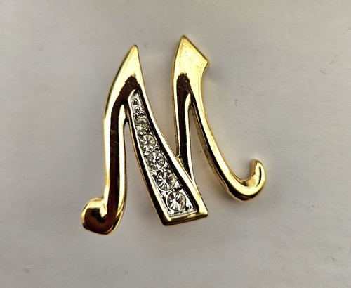 Goldtone letter brooch - m,