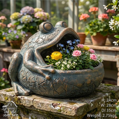 Frog plant pot planter green - frog,