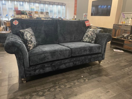 Large blue velvet sofa - sofa, –