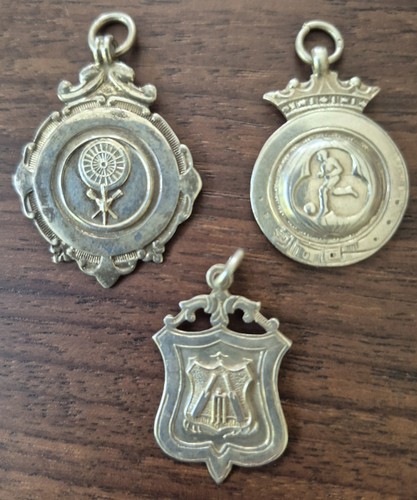 Three silver watch fobs - silver,