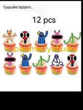 12 X Rainbow Cake Picks,Cupcake Toppers Kids Friends Birthday Party Decorations