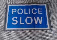 Vintage Obsolete Folding Police Traffic Slow Sign