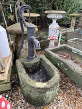 18th C Large Carved Stone U Shaped  Trough water feature and pump length 600mm