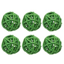6 Pcs Wicker Rattan Balls 1.2 Inch Vase Fillers for Home Decoration, Green