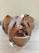 Small Birdhouses X3 Lot Made from Coconut Safe Nesting Garden Birds -1 Needs Tlc