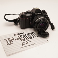 Nikon F-501 SLR 35mm Film Camera + Nikkor 35-70mm Lens + Nikon MF-19 Data Back