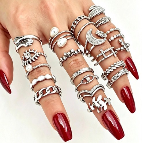 Silver rings full hand - rings, set