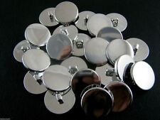 Round Flat Plastic Silver Blazer Buttons 3 Sizes -15mm 18mm 20mm With Shank