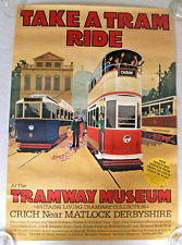 Vintage 1970's Crich Tramway Museum POSTER Matlock Derbyshire Transport Trams