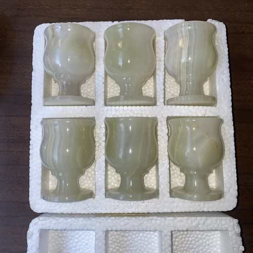 Vintage onyx stone goblet set - vintage,