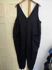 F&F Black Linen Blend Jumpsuit Size 20