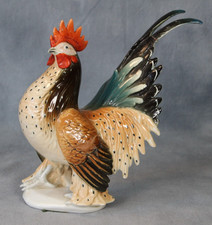Vintage Karl Ens Germay 7350 Porcelain Majolica Cockerel Rooster Figure Ornament
