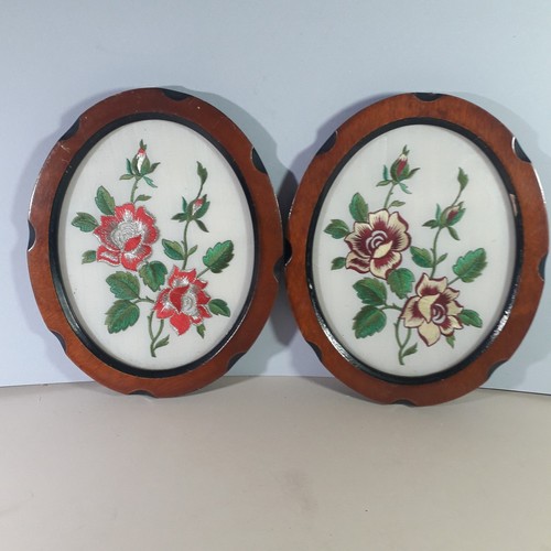 Silk embroidered roses - silk, in