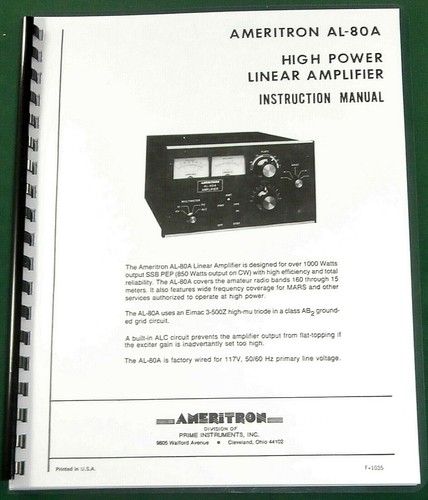 Ameritron 80a instruction - al-80a,