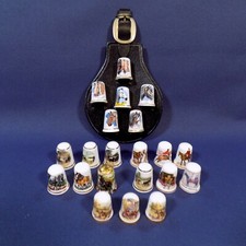 Thimbles Collection of 21, Horses Theme with Small Rack