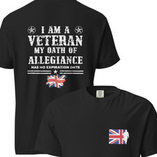 BRITISH VETERAN T-SHIRT ARMY MILITARY ALLEGIANCE UK FLAG DAD GIFT MENS