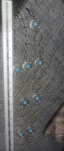 Silver tone turquoise - , beaded