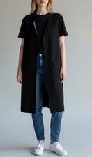 Zara Long Black Waistcoat