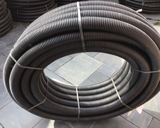12m 63/50mm ELECTRIC BLACK UNDERGROUND CABLE DUCTING TWINWALL FLEX + FREE TAPE