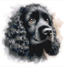 Cocker Spaniel Black - Beautiful Spaniel Dog Cross Stitch Paper Printed Pattern!