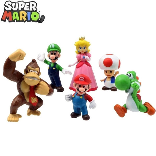 6pcs super mario bros - super, pvc