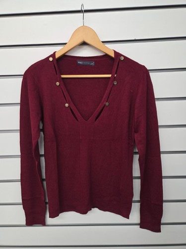 Ladies burgundy v - m&s, neck
