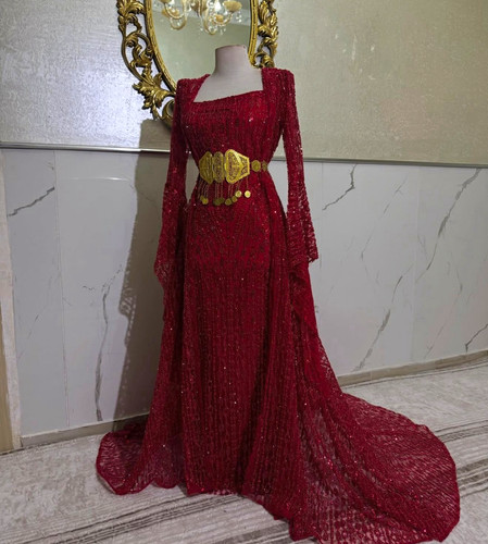 Kurdish women red long - women's,