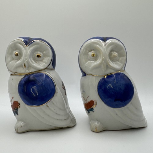 Pair porcelain owls 5 - of, cm