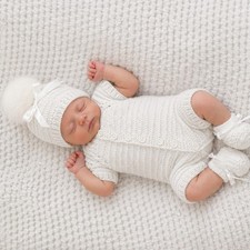 Hand knitted 0-3 months romper