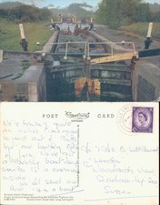 Narrow boats on Grand Union Canal Long Itchington J Salmon Ltd 1962 postmark