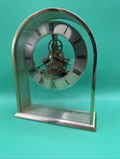 London Clock Arch Top Skeleton Mantel Clock, Gold, 14 x 12 x 6.2cm