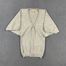 CELTIC CLOTHING Jumper Womens S Grey Merino Alpaca Wool Knit Bat Wing 3/4 Sleeve