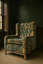 Substantial Antique William Morris Velvet Deco Period Easy Armchair c1930-40