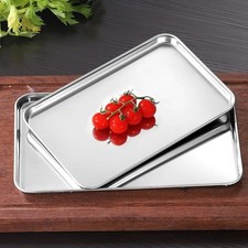 Stainless Steel Baking Tray Set Non-Stick Sheet Oven Bakeware Pans BBQ Plates UK