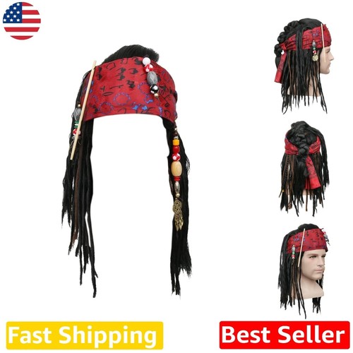 Deluxe black pirate dreadlock - black,