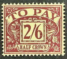 GB POSTAGE DUE D54 2/6 PURPLE YELLOW, 1957 ST.EDW. CRN, S/WAYS. VERY FINE M.N.H.
