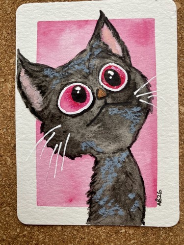 Original aceo painting cat - painting,
