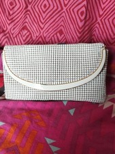Vintage GC white chain Mail clutch Bag, 50-60s.vgc 