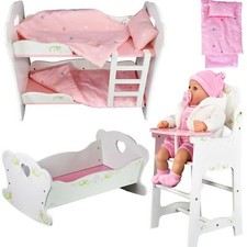 Dolls Wooden Furniture High Chair Baby Doll Crib Cot Bed Girls Toys BiBi Doll